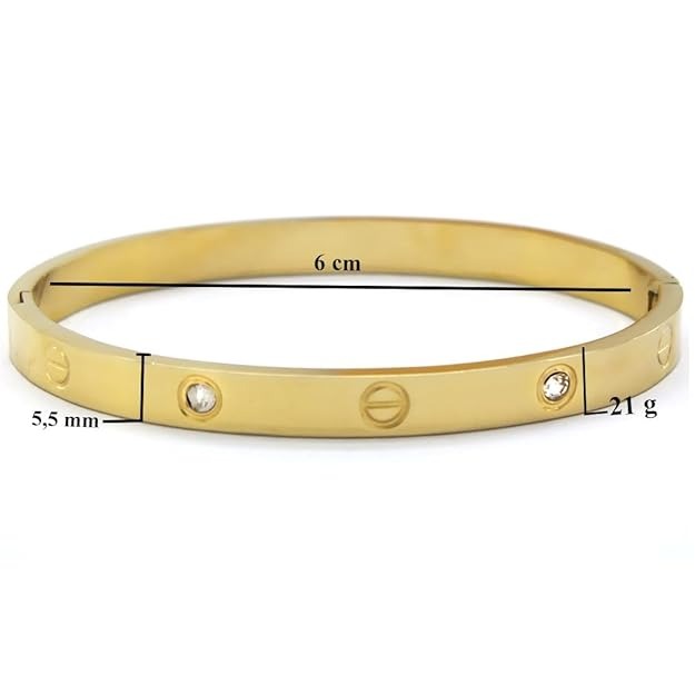 Lumora Gold-Plated Screw Kada with Diamond-Cut Stones