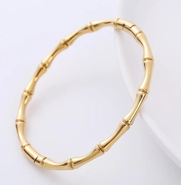 Lumora Gold-Plated Bamboo Textured Kada