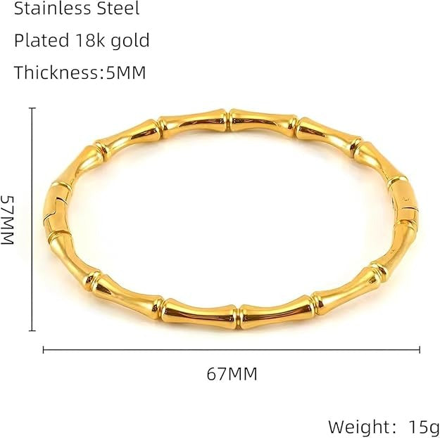 Lumora Gold-Plated Bamboo Textured Kada