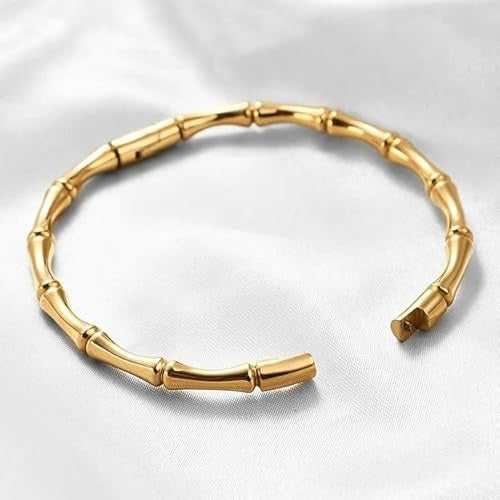 Lumora Gold-Plated Bamboo Textured Kada