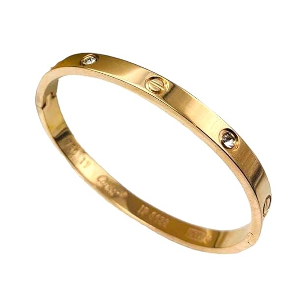 🎁 Lumora Gold-Plated Screw Kada with Diamond-Cut Stones (100% off)