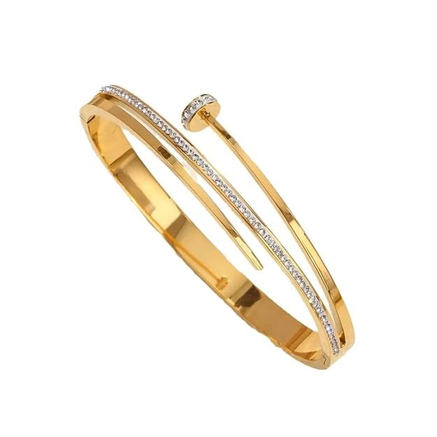 Lumora Double-Layer Gold-Plated Diamond Kada