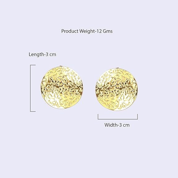 Lumora Golden Textured Disc Statement Earrings