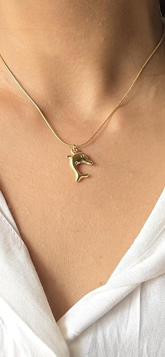 Lumora Golden Dolphin Pendant Necklace