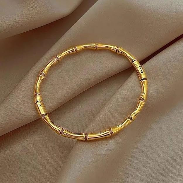 Lumora Gold-Plated Bamboo Textured Kada
