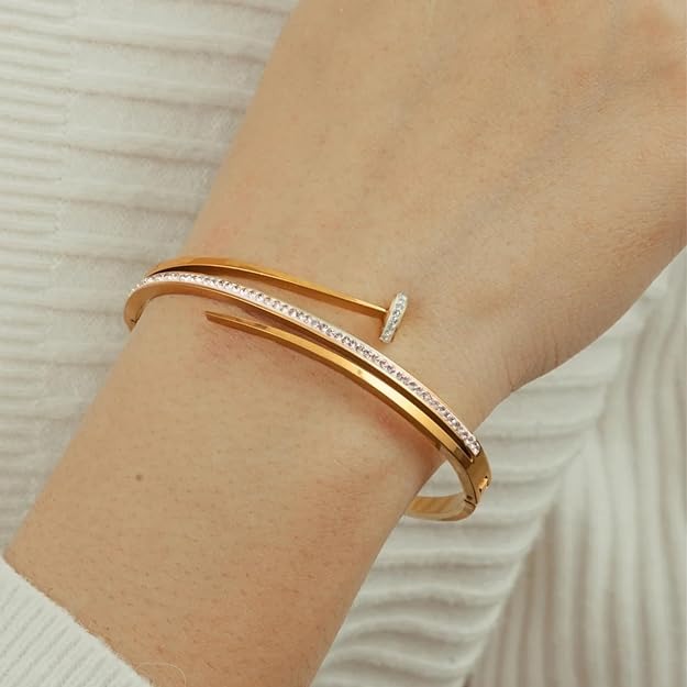 Lumora Double-Layer Gold-Plated Diamond Kada