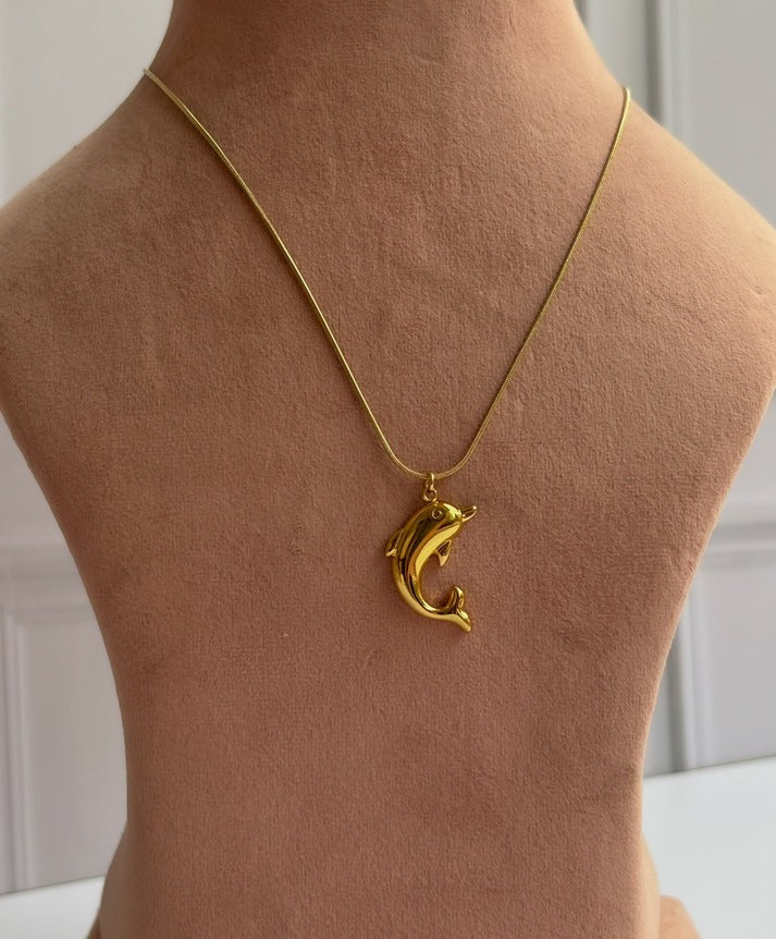 Lumora Golden Dolphin Pendant Necklace