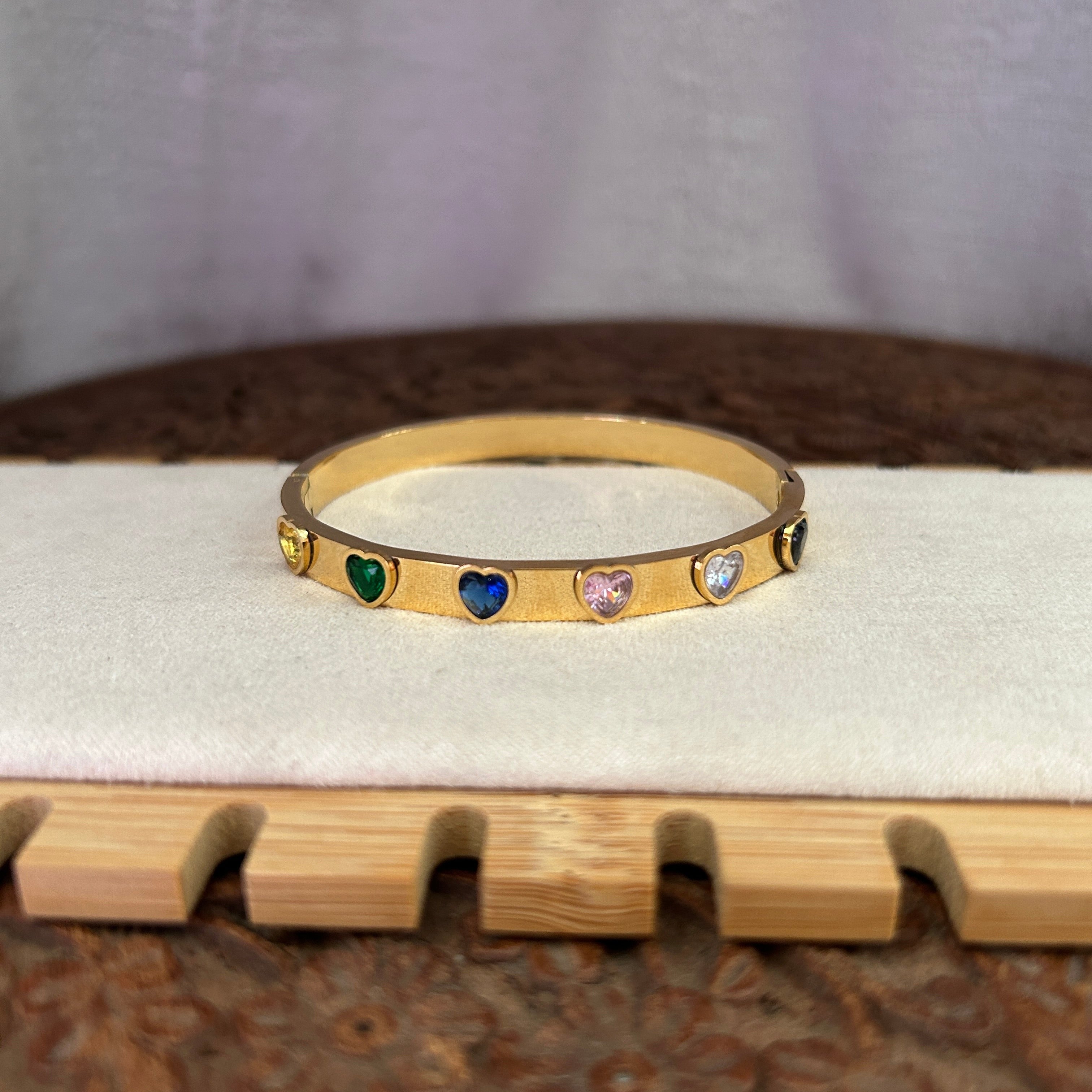 Lumora Gold-Plated Heart Stone Kada