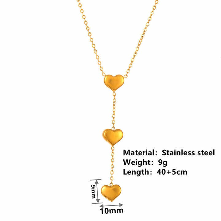 Lumora Golden Triple Heart Drop Necklace