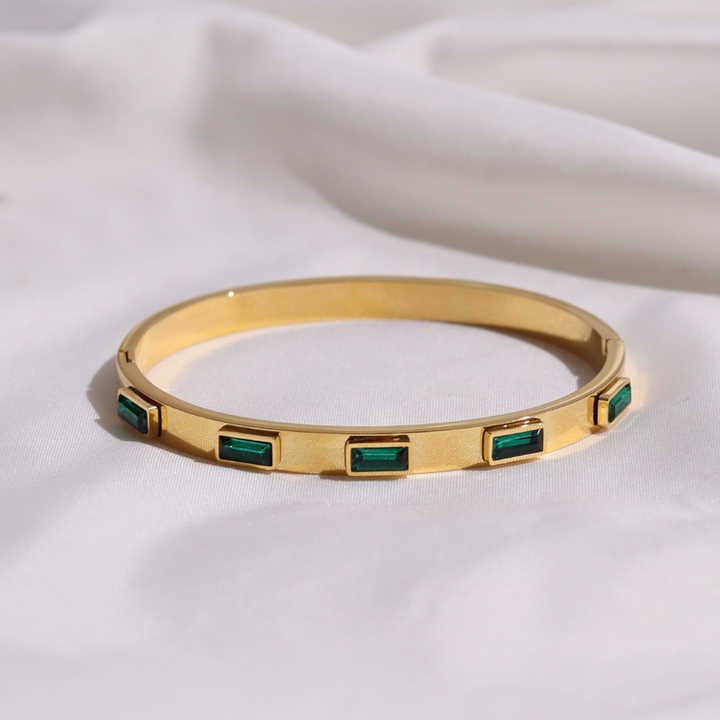 Lumora Gold-Plated Emerald Stone Kada