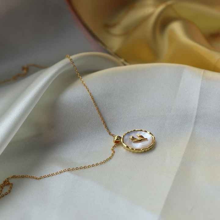 Golden Leaf Mother of Pearl Pendant Necklace