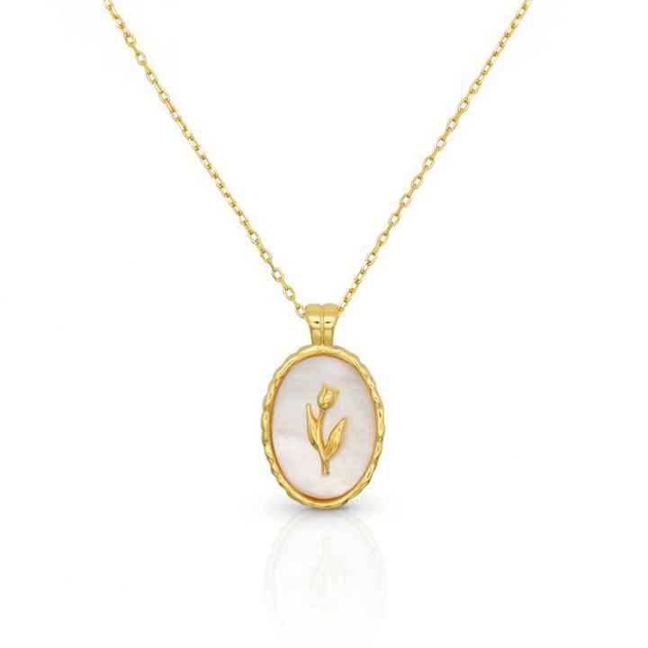 Golden Leaf Mother of Pearl Pendant Necklace