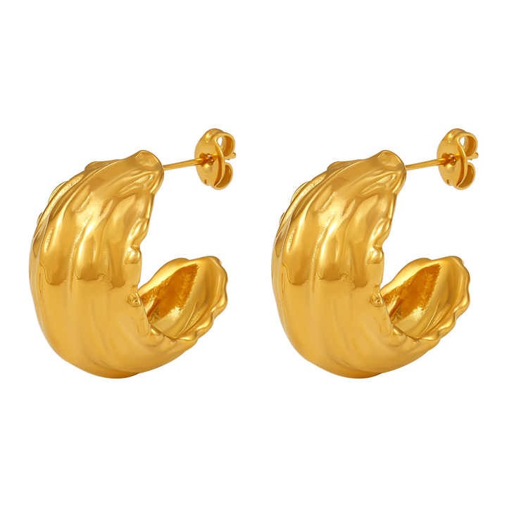 Lumora Golden Wave Textured Hoop Earrings