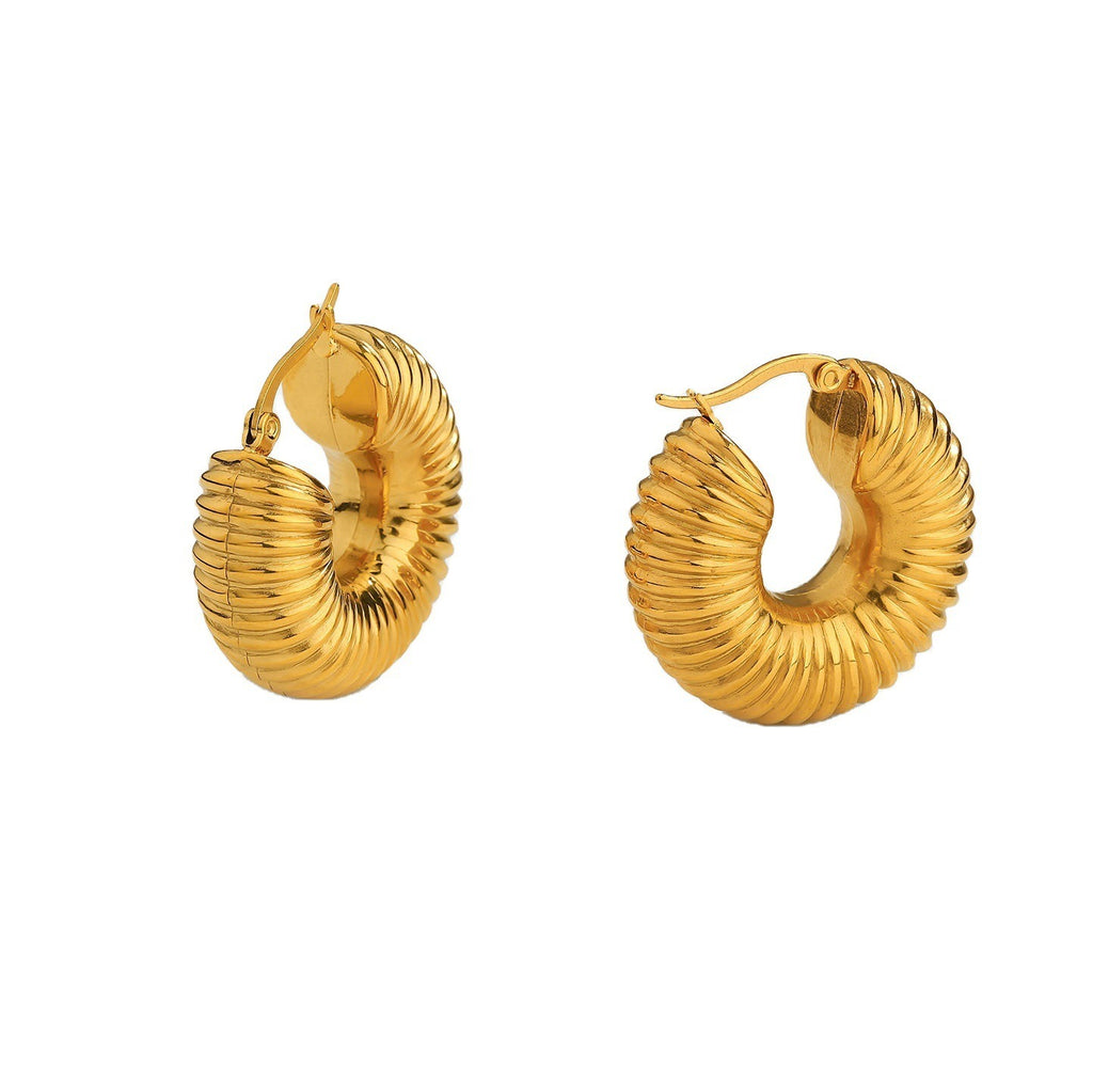 Lumora Bold Textured Gold-Toned Hoop Earrings