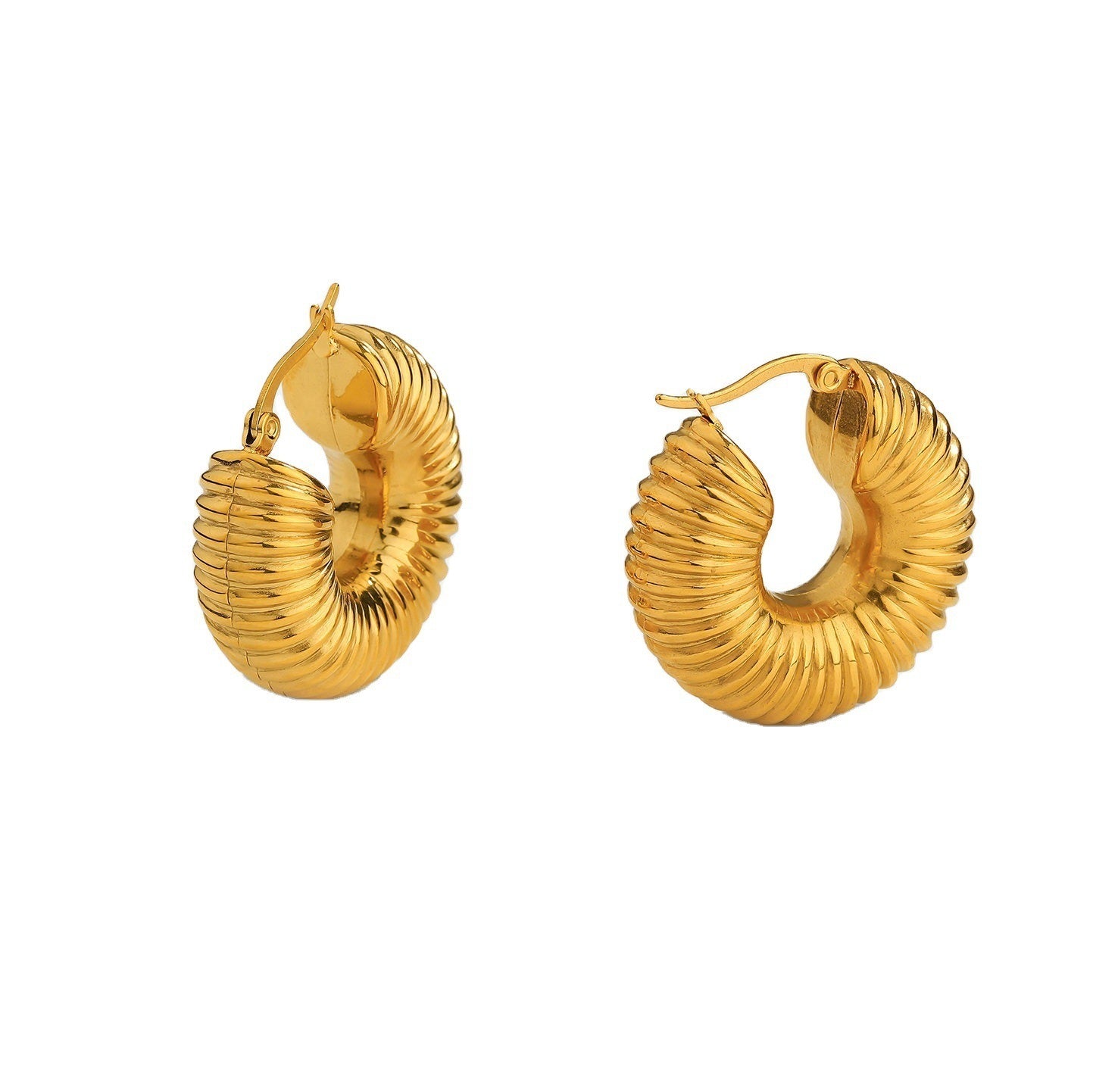 Lumora Bold Textured Gold-Toned Hoop Earrings