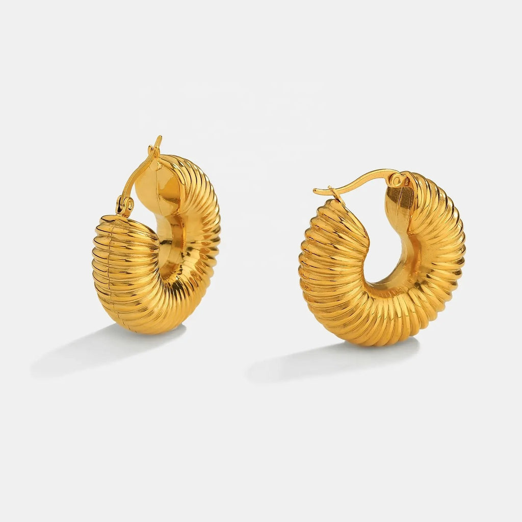 Lumora Bold Textured Gold-Toned Hoop Earrings
