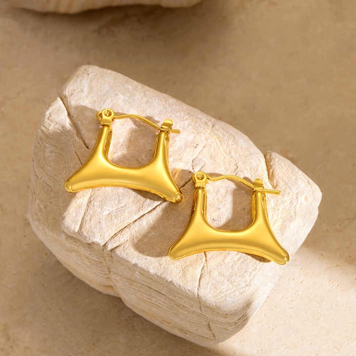 Lumora Golden Abstract Triangle Hoop Earrings