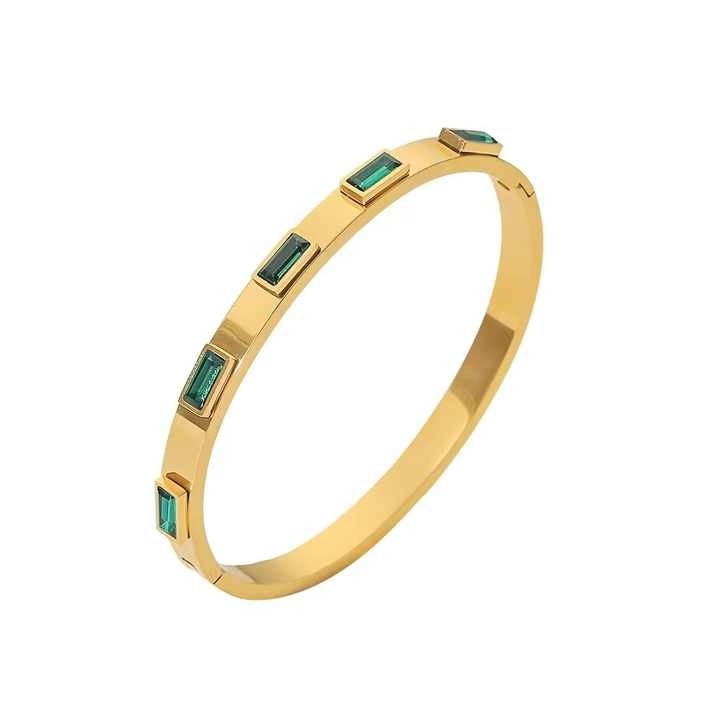 Lumora Gold-Plated Emerald Stone Kada