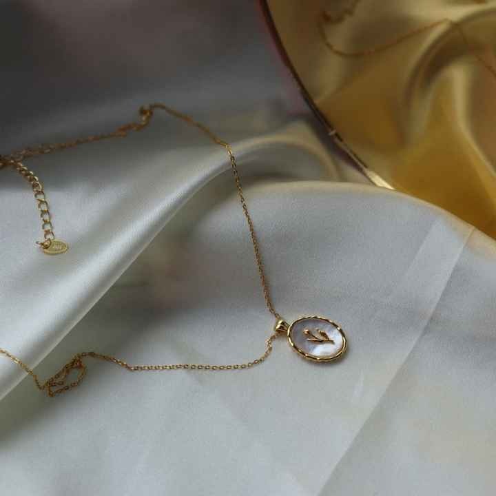 Golden Leaf Mother of Pearl Pendant Necklace