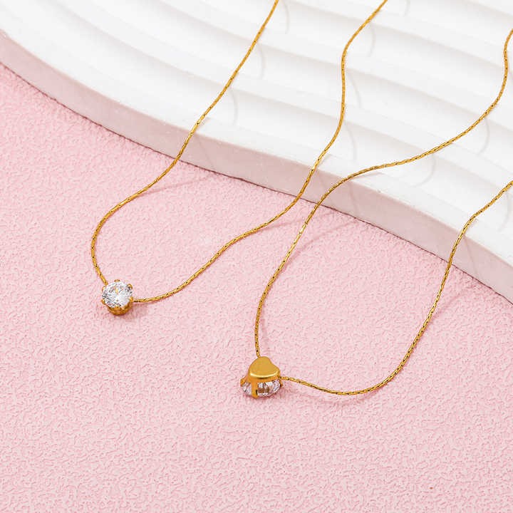 Lumora Heart Solitaire Necklace – Timeless Love in Gold