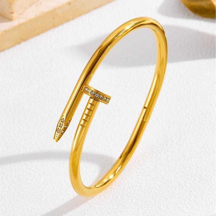 🎁 Lumora Gold-Plated Nail Kada with Stone Detailing (100% off)
