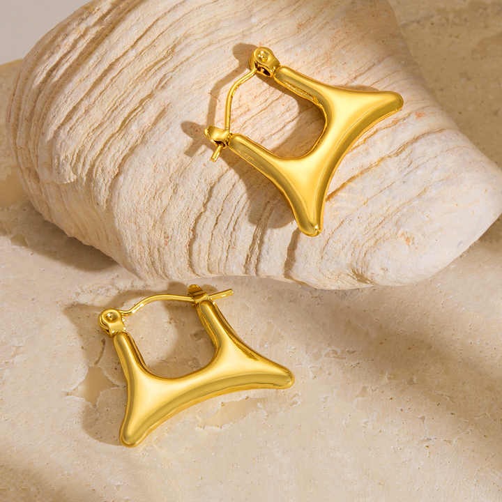 Lumora Golden Abstract Triangle Hoop Earrings