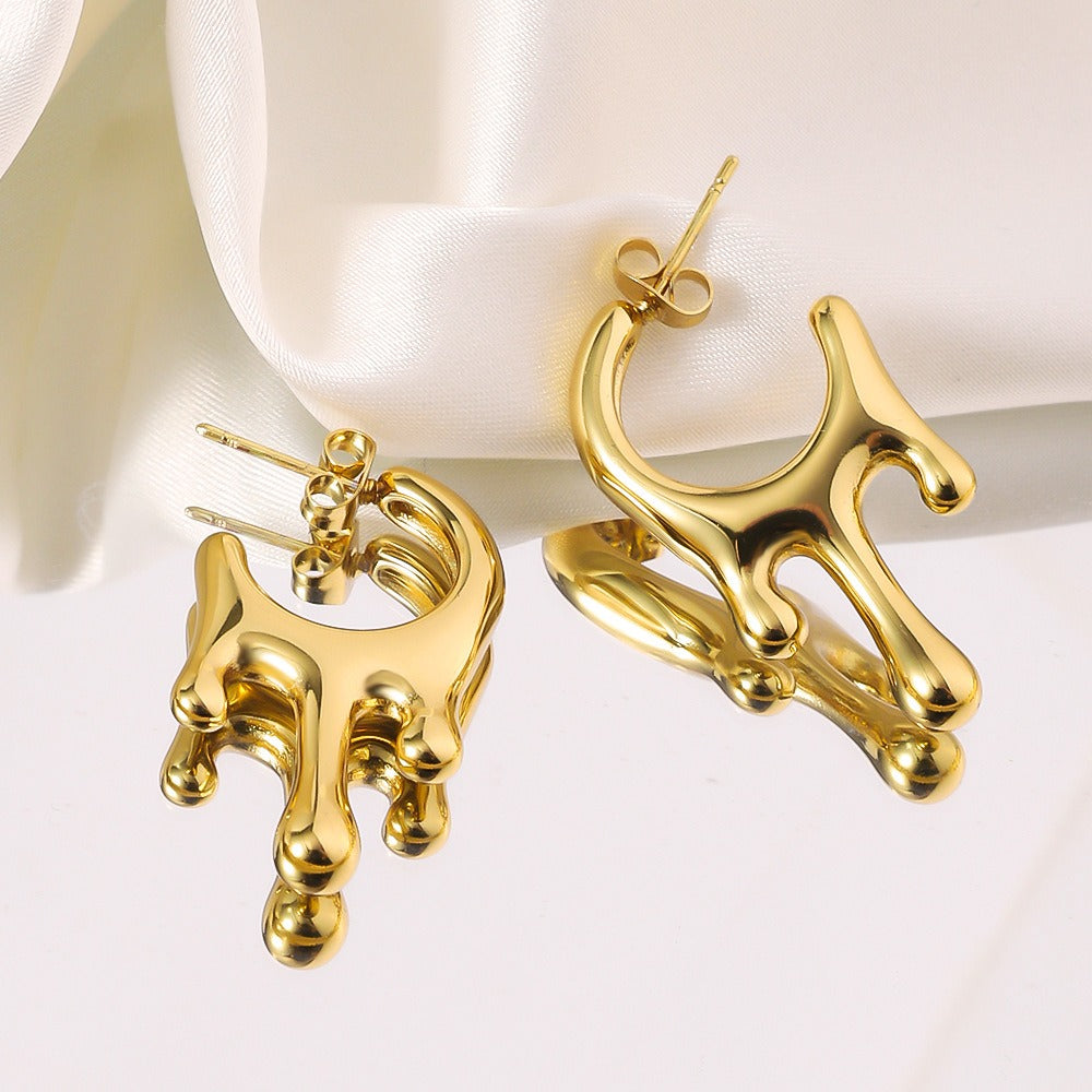 Lumora Golden Fluid Drip Earrings