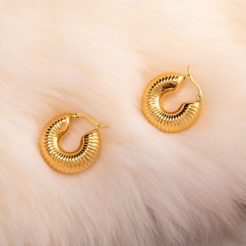 Lumora Bold Textured Gold-Toned Hoop Earrings