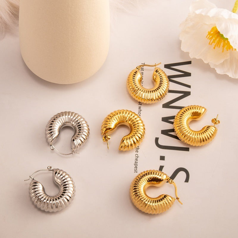 Lumora Bold Textured Gold-Toned Hoop Earrings