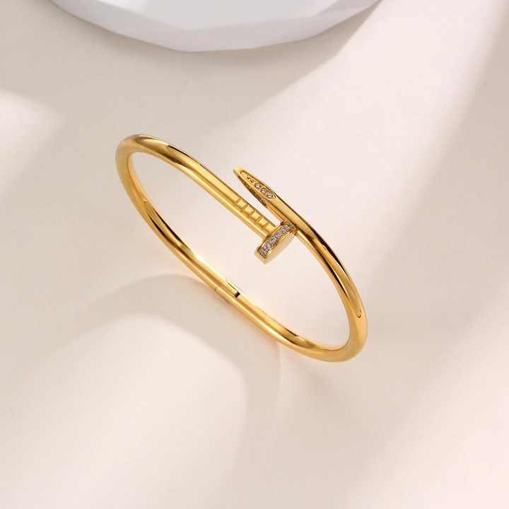 Lumora Gold-Plated Nail Kada with Stone Detailing