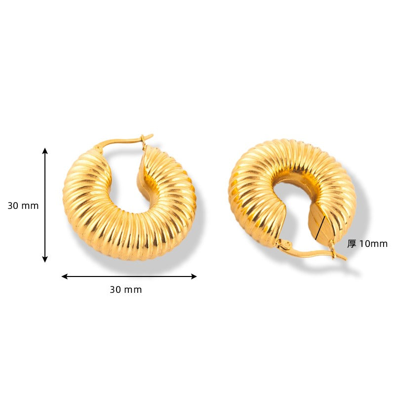 Lumora Bold Textured Gold-Toned Hoop Earrings