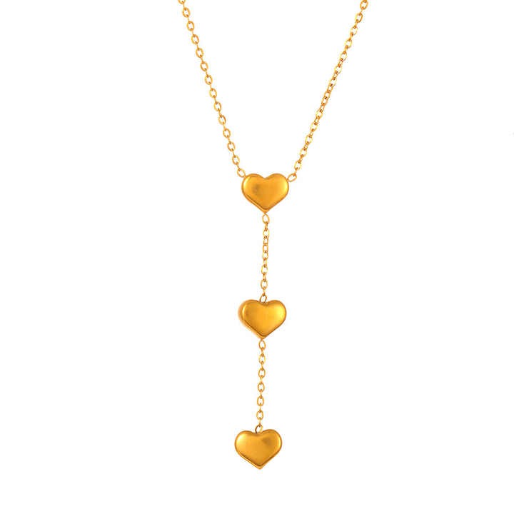 Lumora Golden Triple Heart Drop Necklace