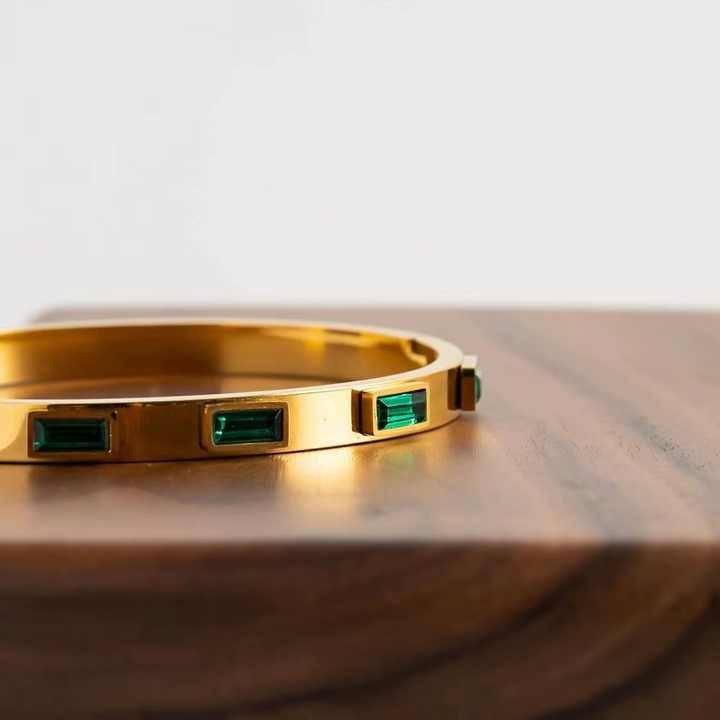 Lumora Gold-Plated Emerald Stone Kada