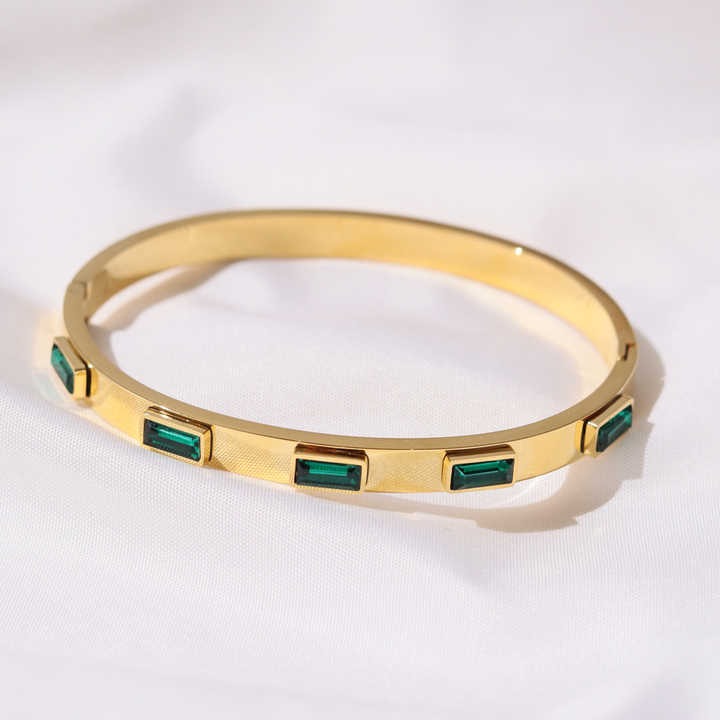 Lumora Gold-Plated Emerald Stone Kada