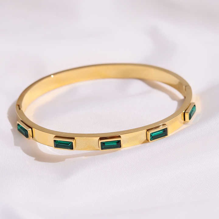Lumora Gold-Plated Emerald Stone Kada