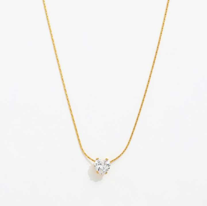 Lumora Heart Solitaire Necklace – Timeless Love in Gold