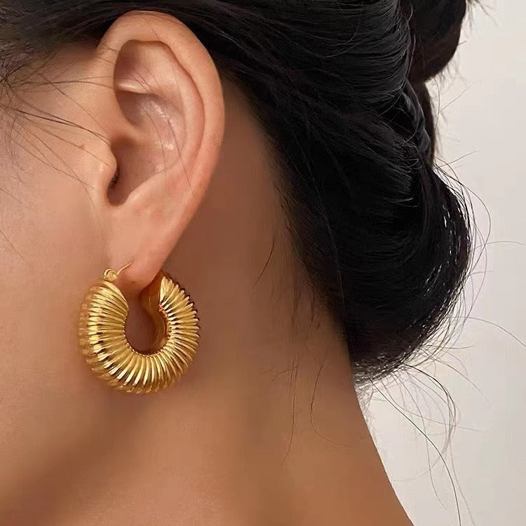 Lumora Bold Textured Gold-Toned Hoop Earrings
