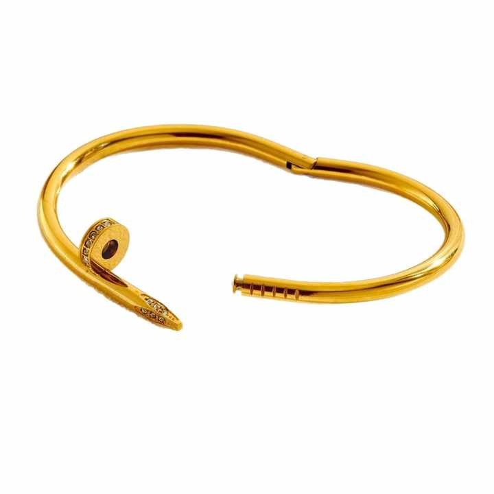 Lumora Gold-Plated Nail Kada with Stone Detailing