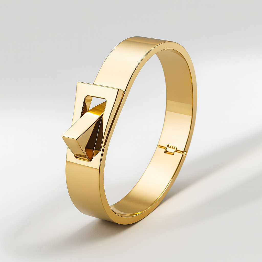 Lumora Geometric Gold-Plated Statement Kada