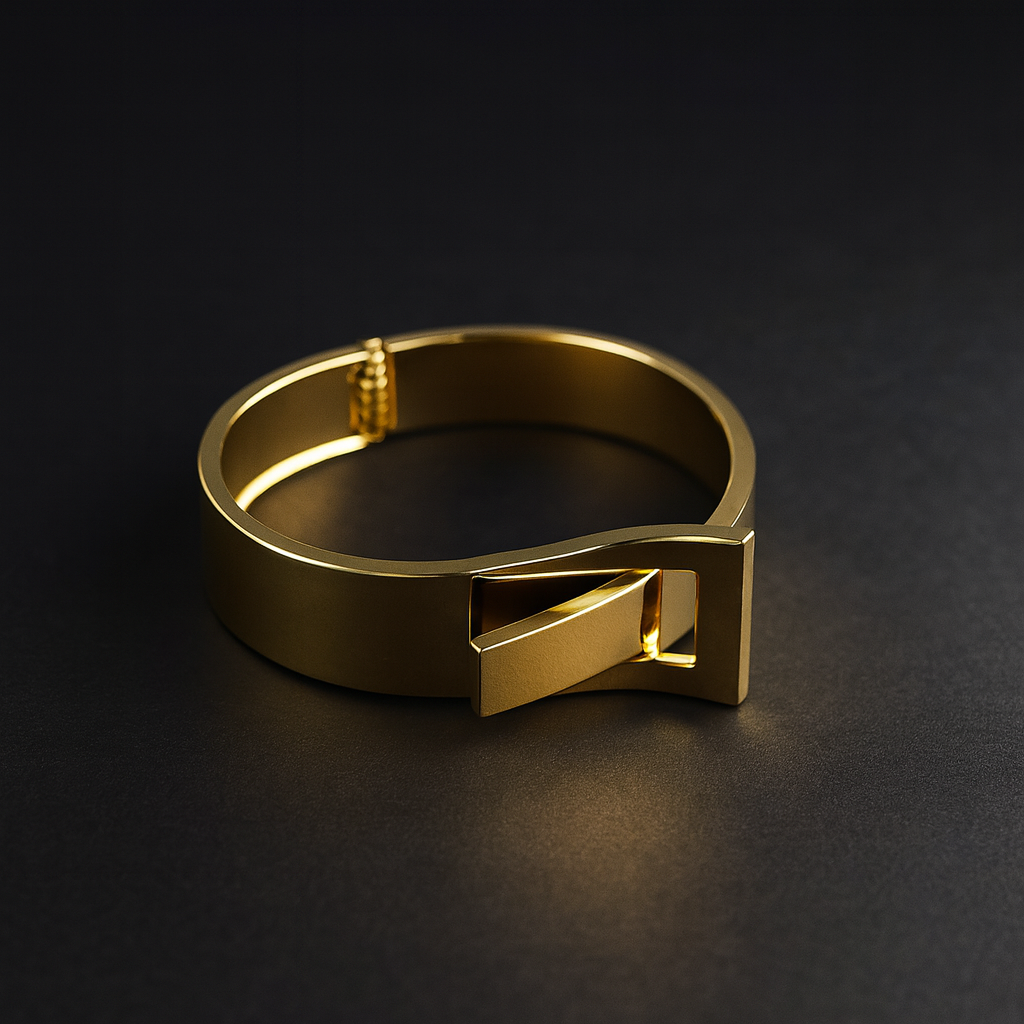 Lumora Geometric Gold-Plated Statement Kada