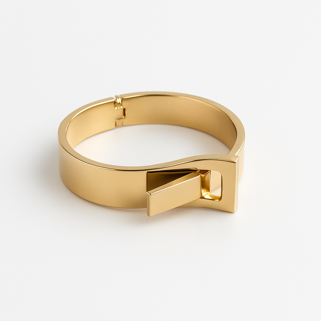 Lumora Geometric Gold-Plated Statement Kada